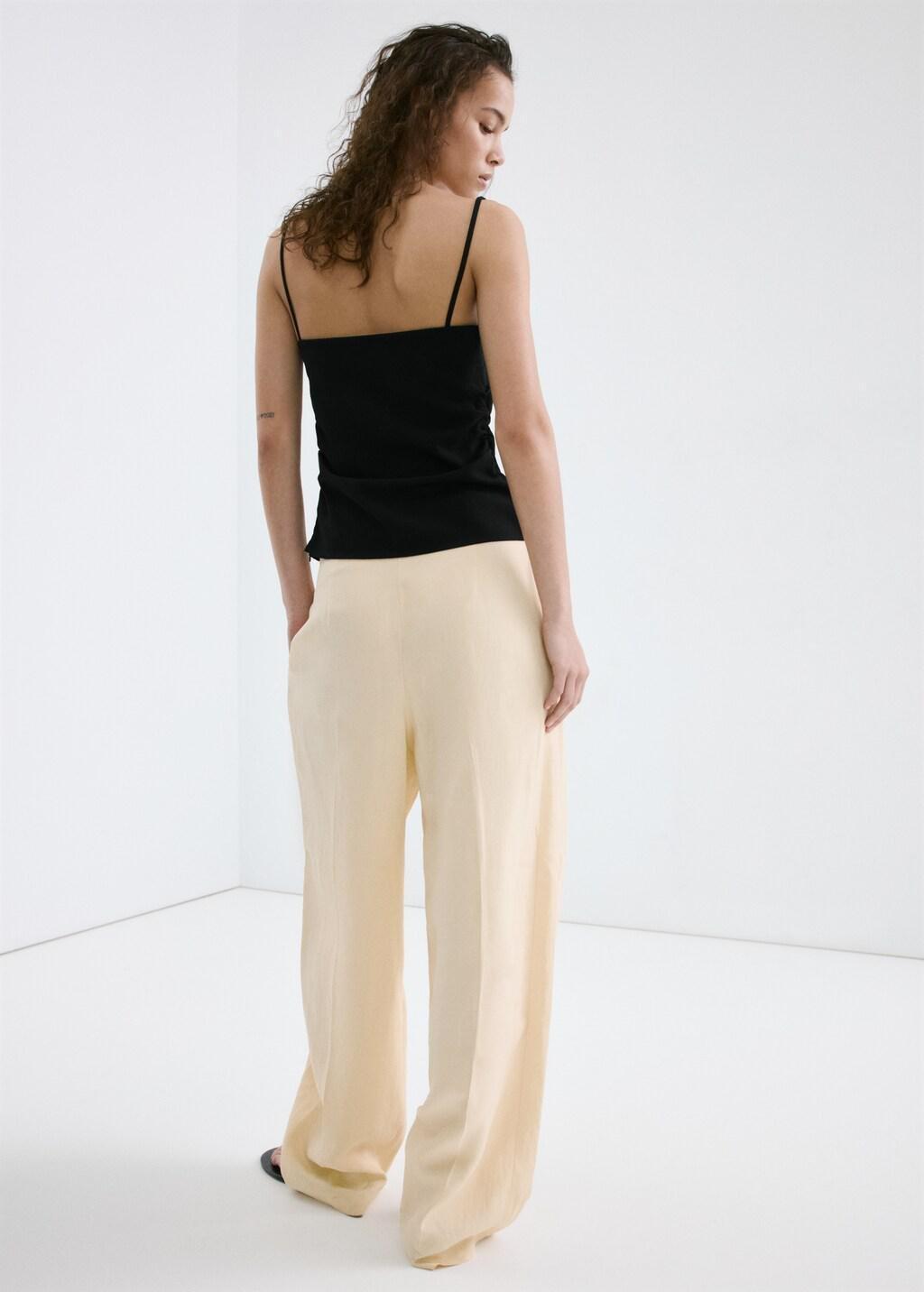 Black Square-Neck Strappy Top, Black, medium