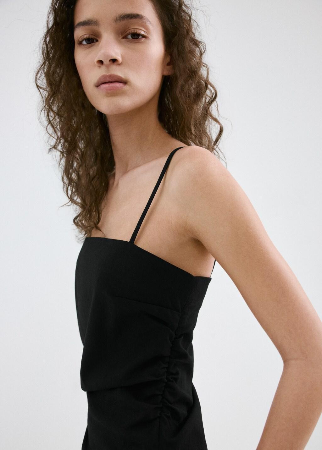 Black Square-Neck Strappy Top, Black, large image number 4