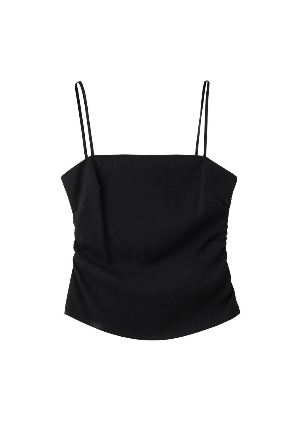 Black Square-Neck Strappy Top, Black, large image number 6