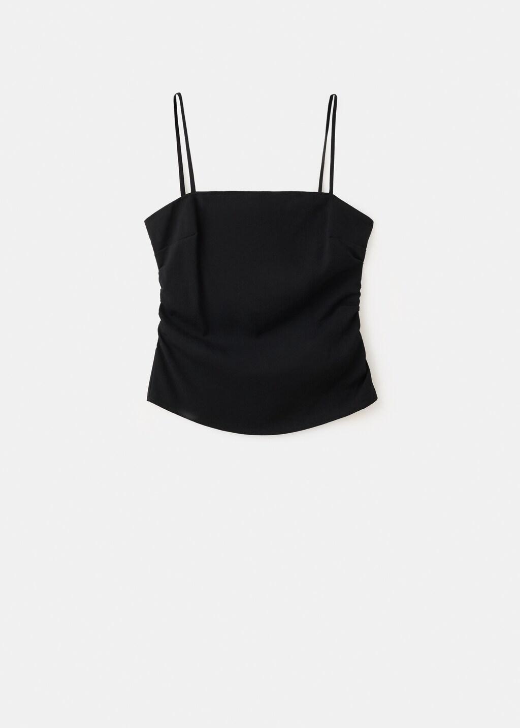 Black Square-Neck Strappy Top, Black, large image number 7