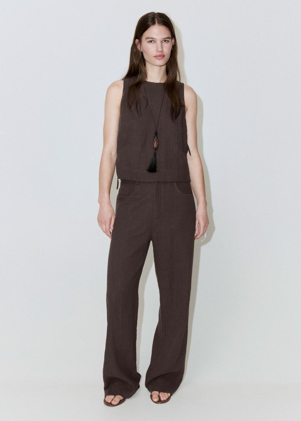Brown Bambula Tie Top, 0201_32, large image number 0