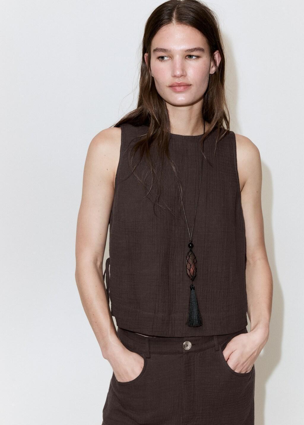 Brown Bambula Tie Top, 0201_32, large image number 3