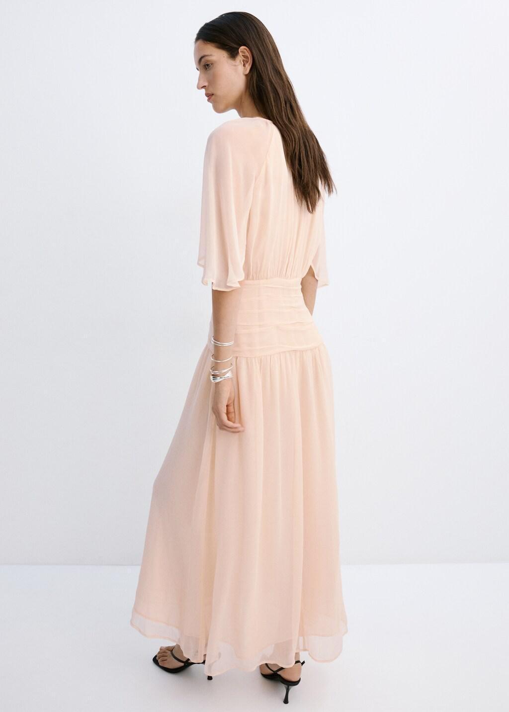 Pink Ruched Chiffon Dress, Light-Pastel Pink, large image number 2