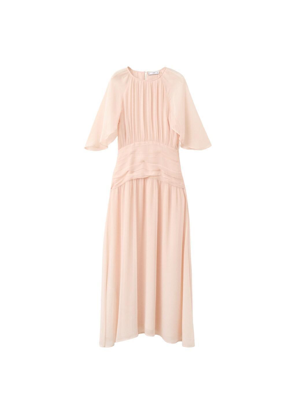 Pink Ruched Chiffon Dress, Light-Pastel Pink, large image number 6
