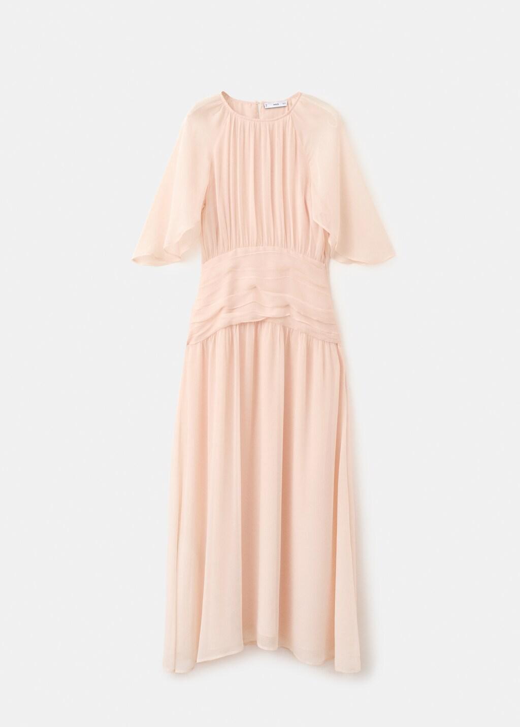 Pink Ruched Chiffon Dress, Light-Pastel Pink, large image number 7