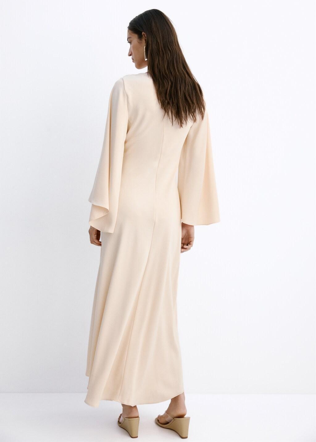 Pink Lt Pastel Flared-Sleeve Satin Dress, 0201_83, large image number 2