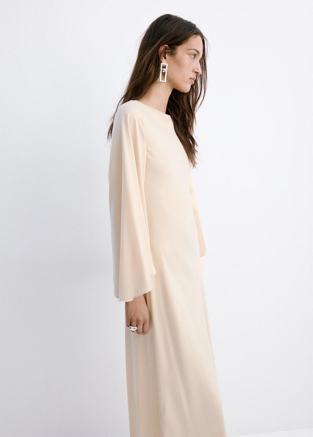 Pink Lt Pastel Flared-Sleeve Satin Dress, 0201_83, large image number 3