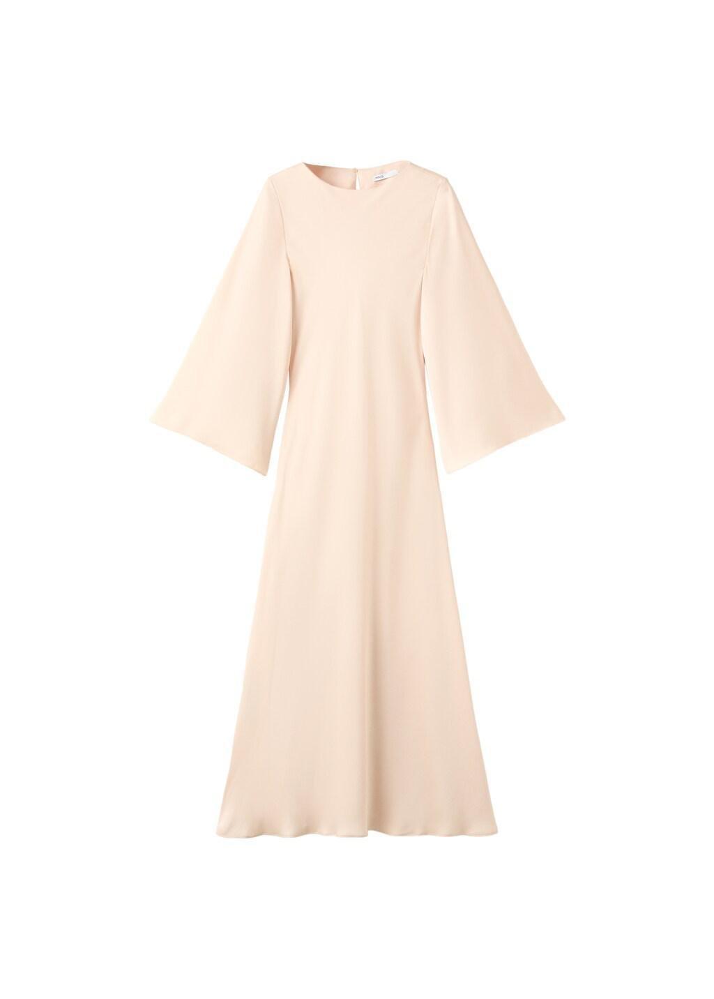Pink Lt Pastel Flared-Sleeve Satin Dress, 0201_83, large image number 6