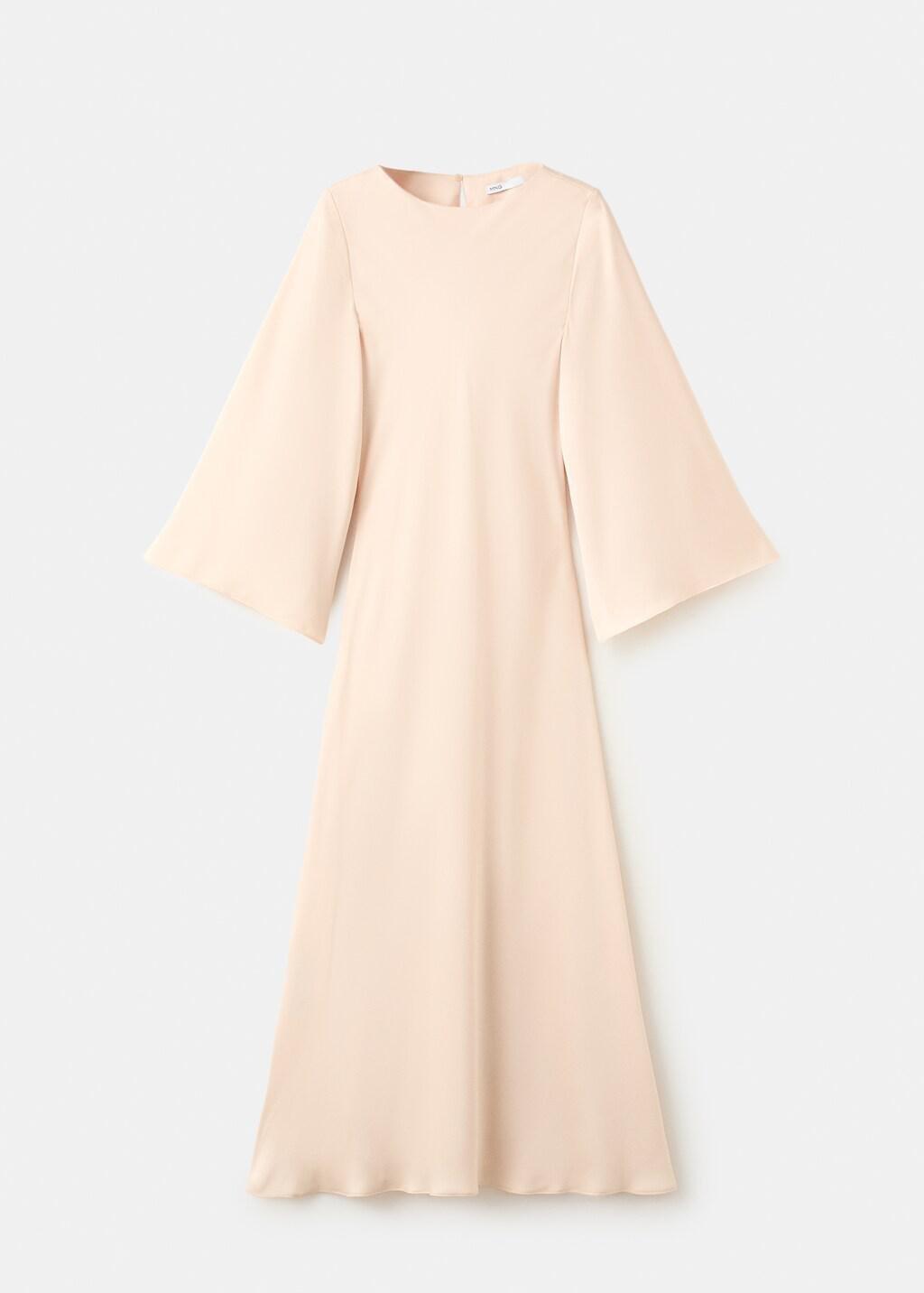 Pink Lt Pastel Flared-Sleeve Satin Dress, 0201_83, large image number 7