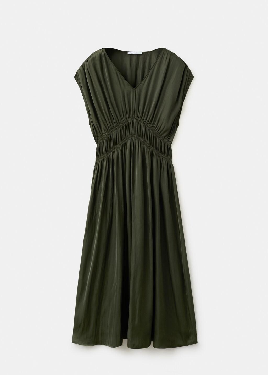 Khaki Gathered Midi-Dress, Beige - Khaki, large image number 6