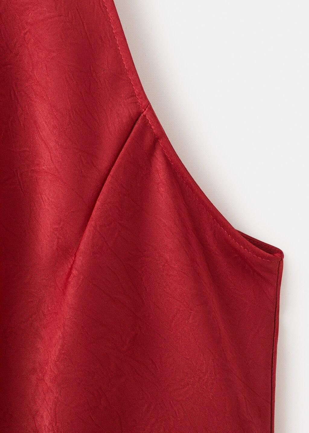RED Wrinkled effect halter dress, Red, medium