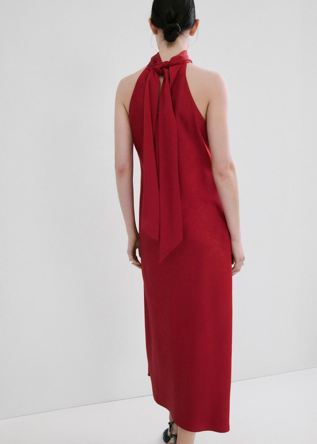 RED Wrinkled effect halter dress, Red, large image number 2