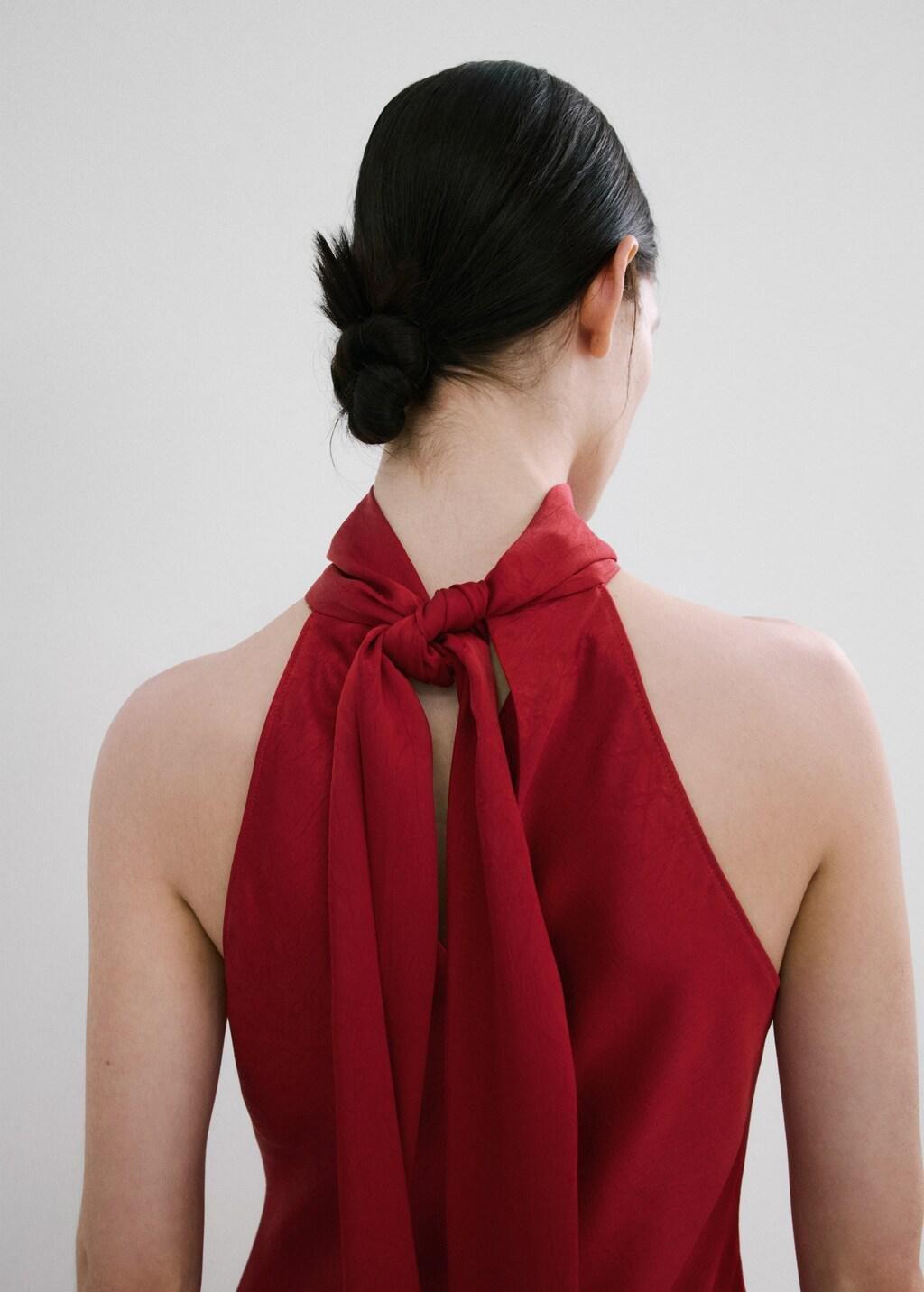 RED Wrinkled effect halter dress, Red, large image number 6