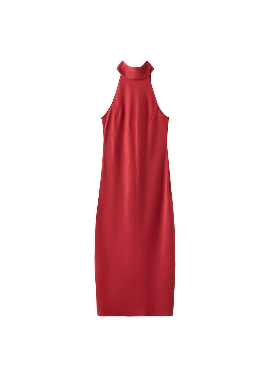 RED Wrinkled effect halter dress, Red, large image number 7