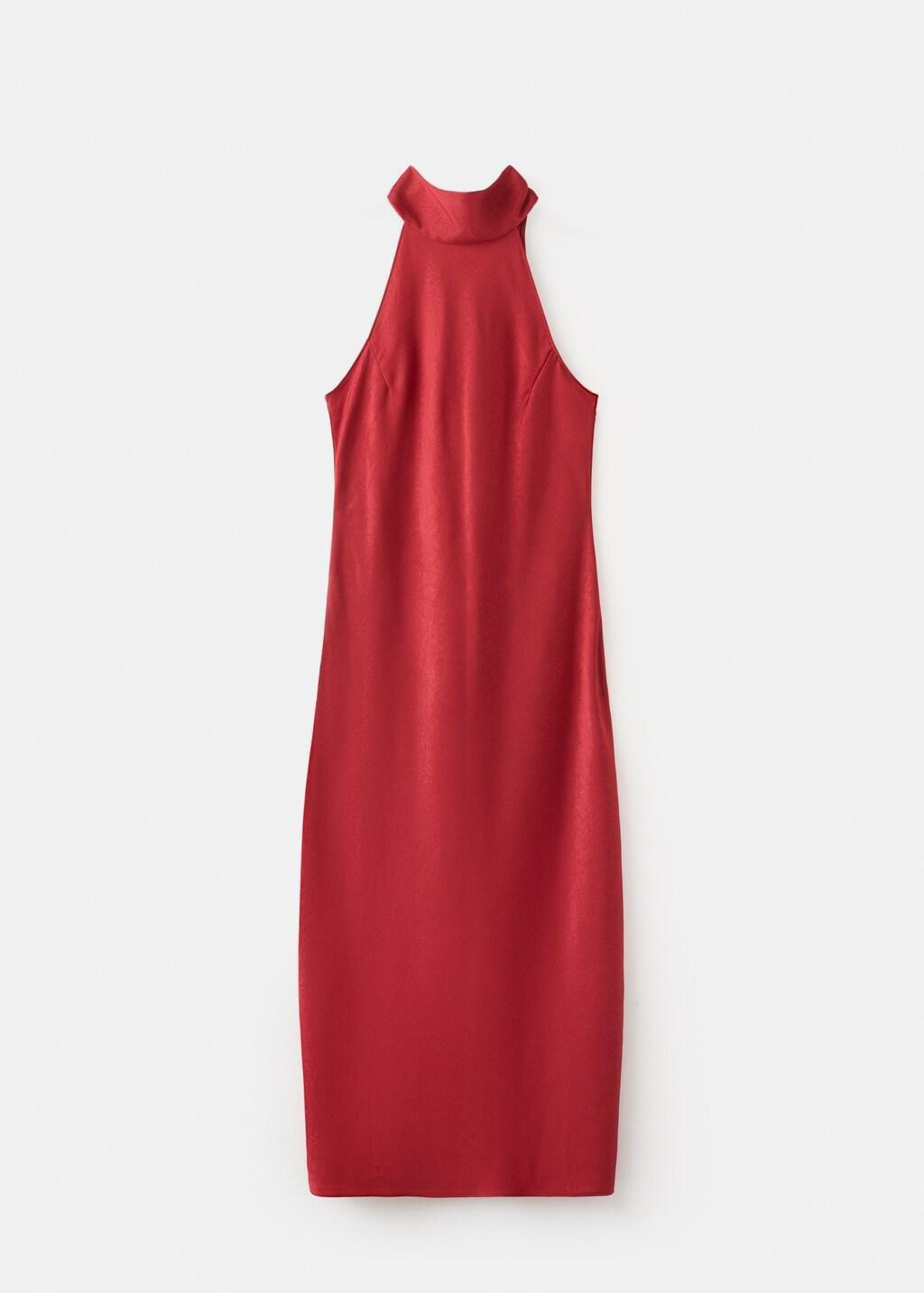 RED Wrinkled effect halter dress, Red, large image number 8