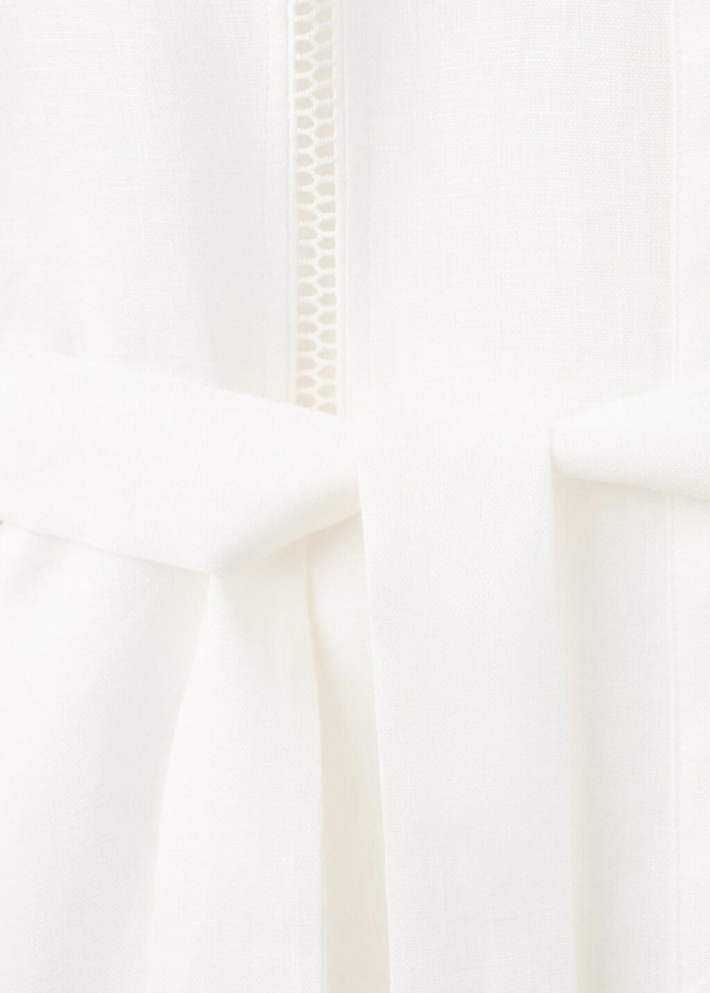 Beige Linen Shirt Dress With Bow, 0201_05, large image number 1