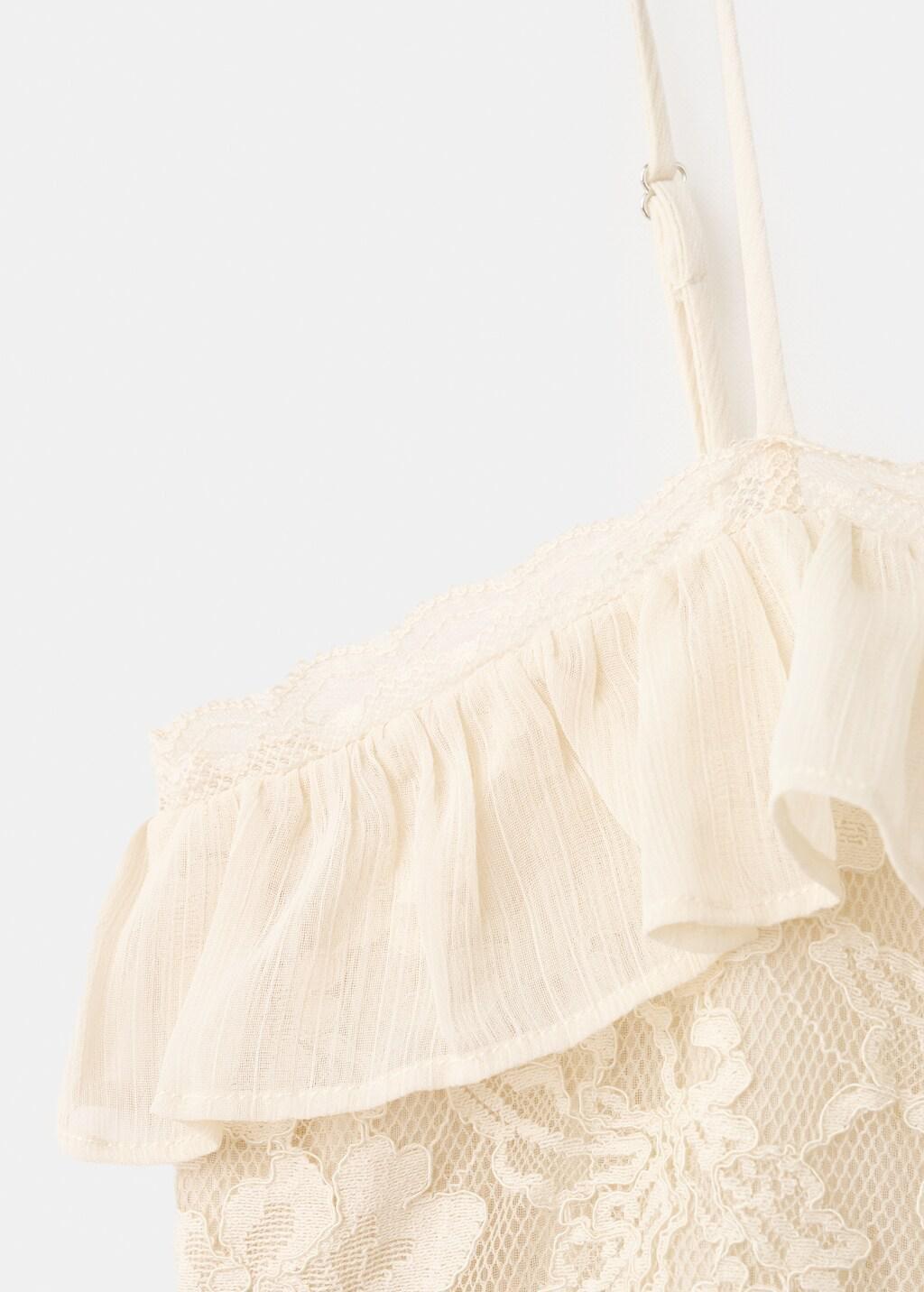 LIGHT BEIGE Wrinkled effect lace dress, 0201_08, medium