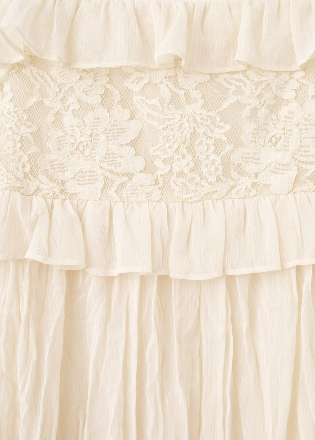 LIGHT BEIGE Wrinkled effect lace dress, 0201_08, large image number 4