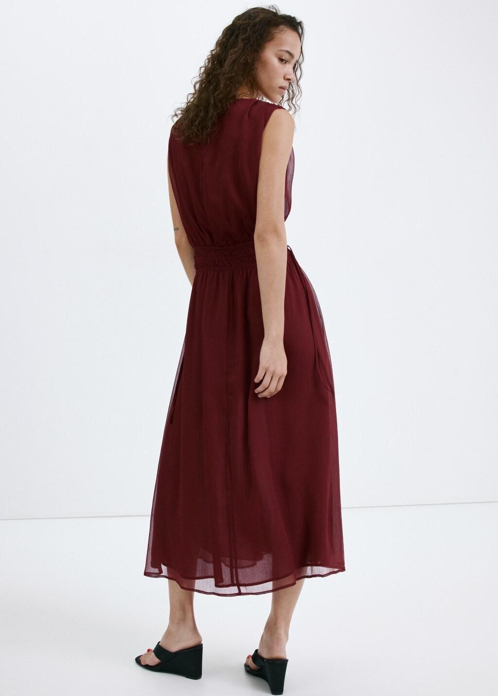 Red Flowy Dress With Gathered Waist, 0201_78, large image number 1
