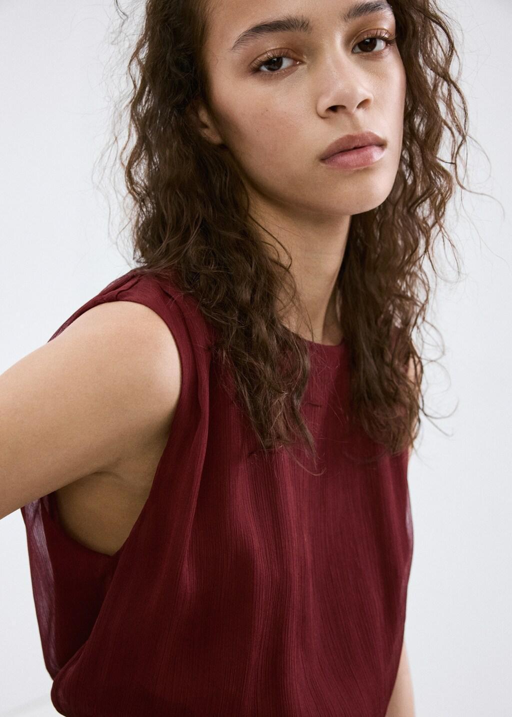 Red Flowy Dress With Gathered Waist, 0201_78, large image number 3
