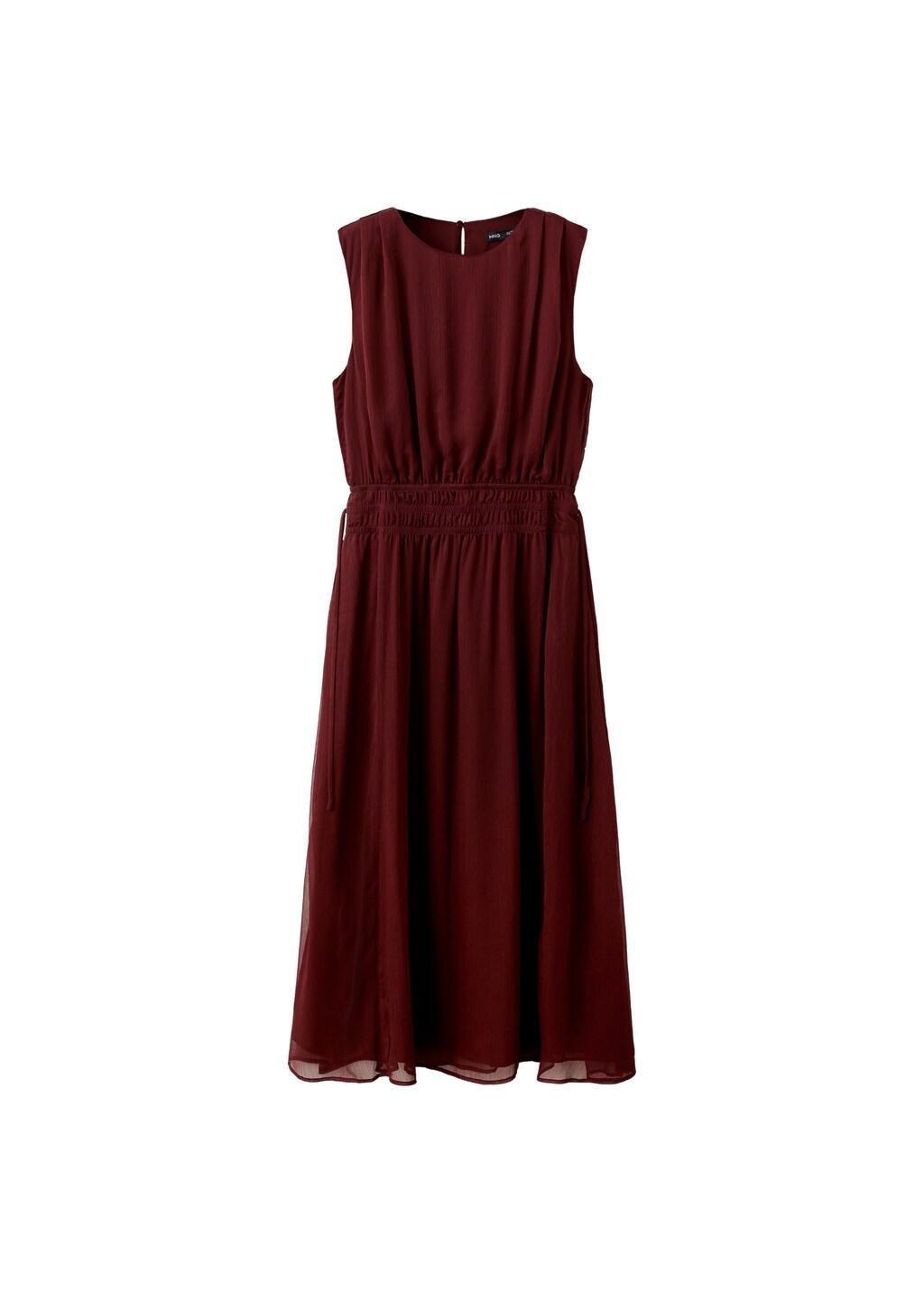 Red Flowy Dress With Gathered Waist, 0201_78, large image number 5