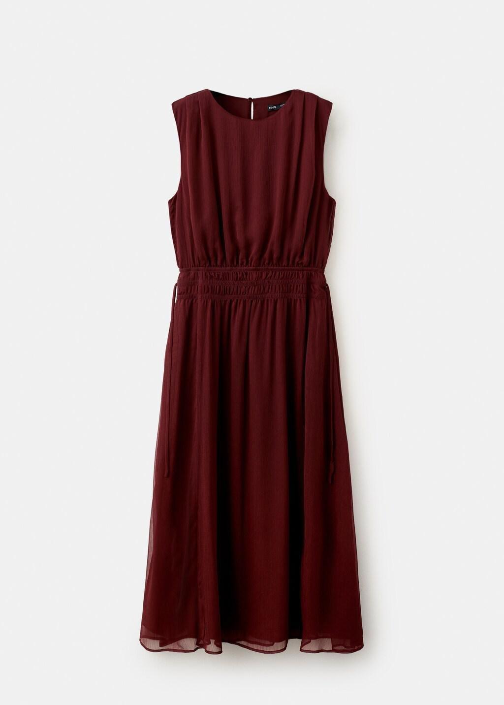 Red Flowy Dress With Gathered Waist, 0201_78, large image number 6