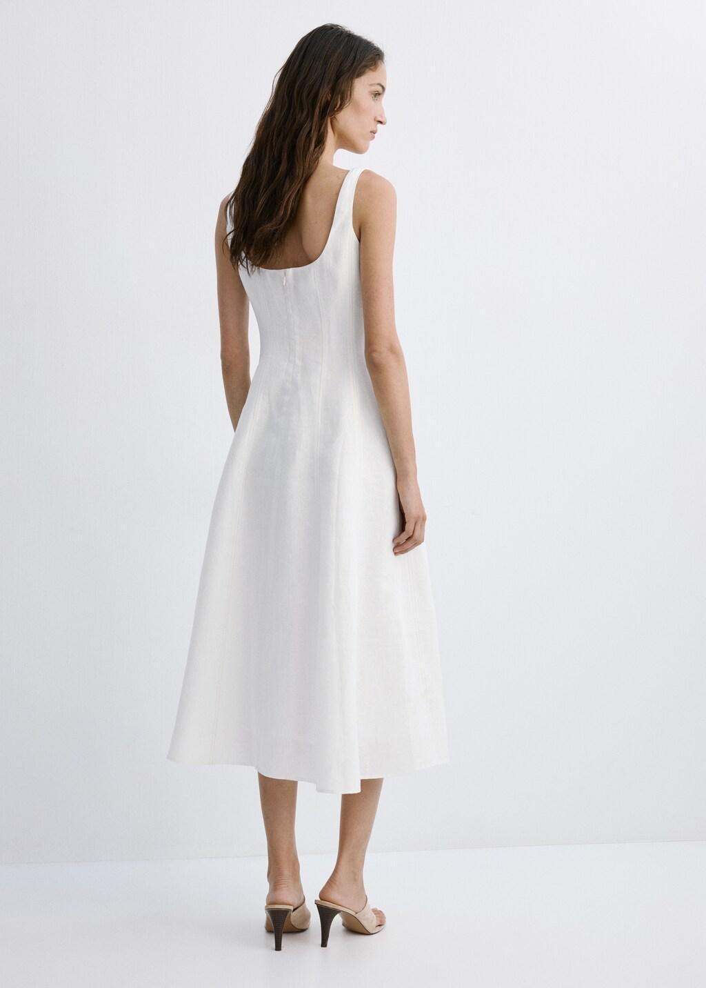 White A-Line Linen Dress, 0201_01, large image number 2