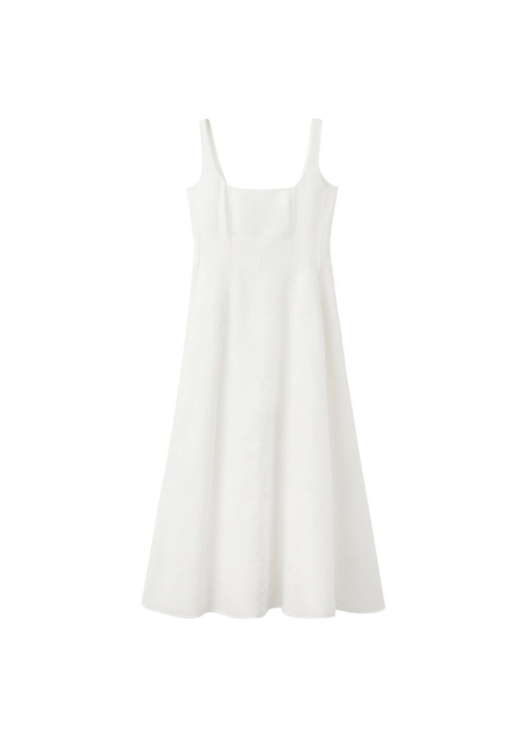 White A-Line Linen Dress, 0201_01, large image number 6