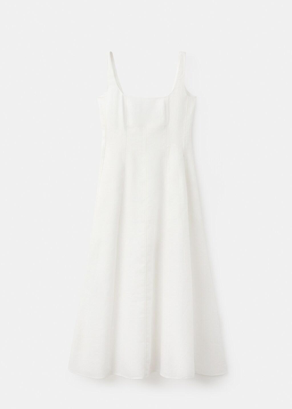 White A-Line Linen Dress, 0201_01, large image number 7
