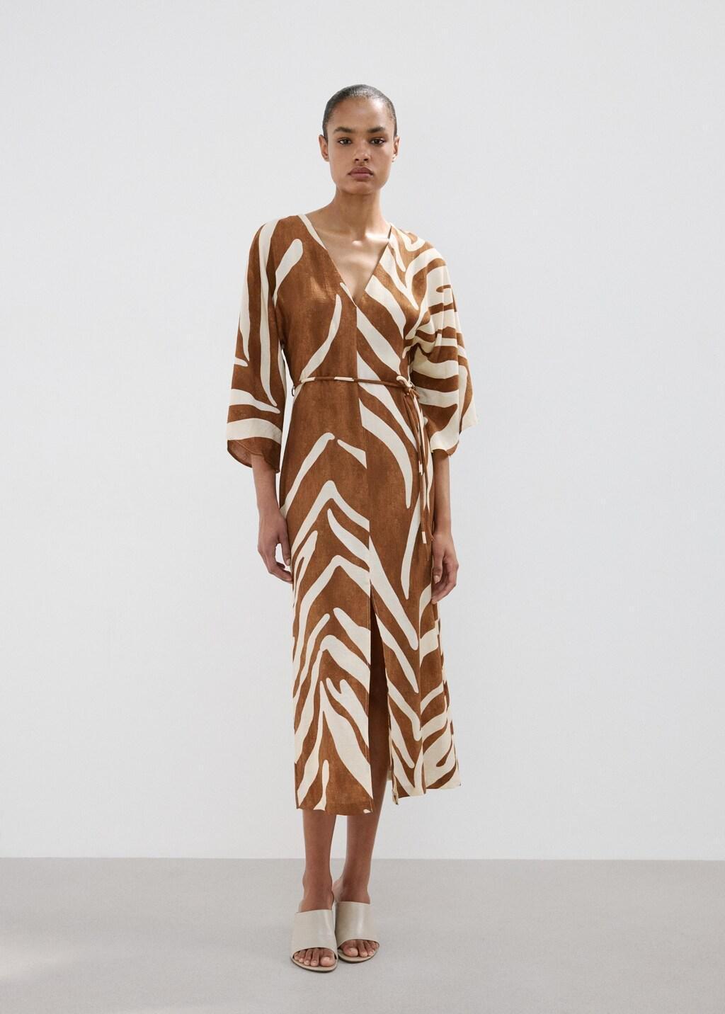 Brown Printed Cotton Dress, 0201_30, large image number 0