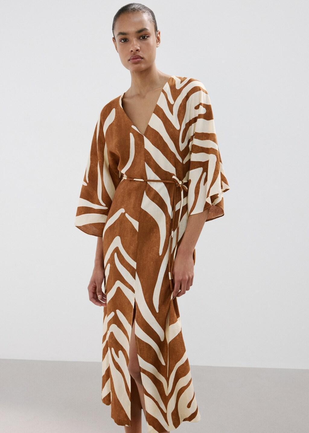 Brown Printed Cotton Dress, 0201_30, large image number 3