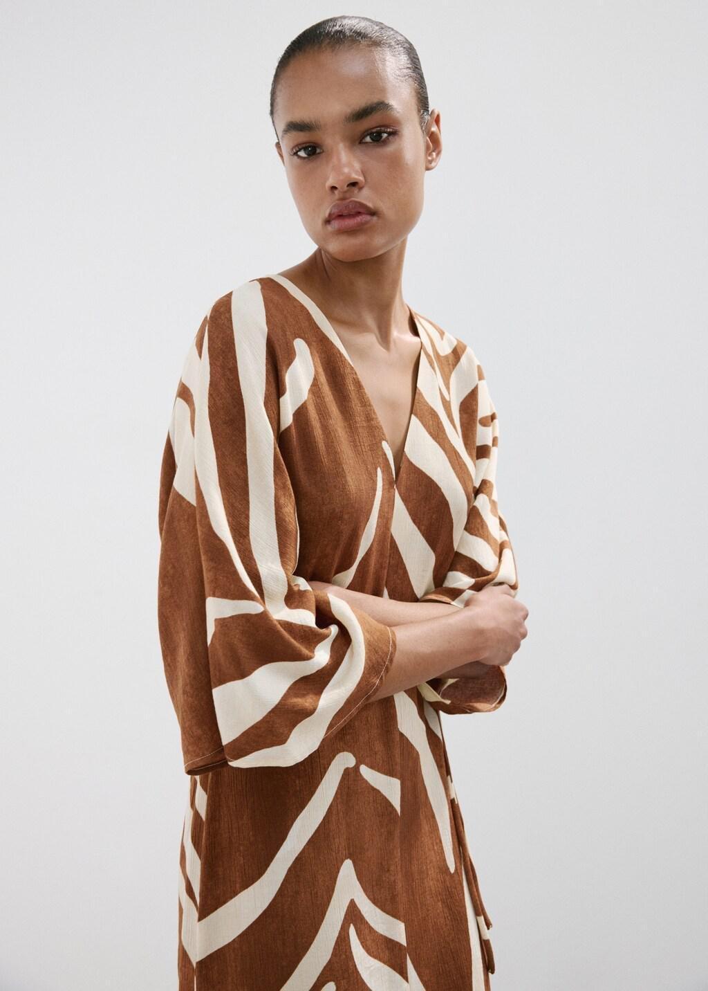 Brown Printed Cotton Dress, 0201_30, large image number 4