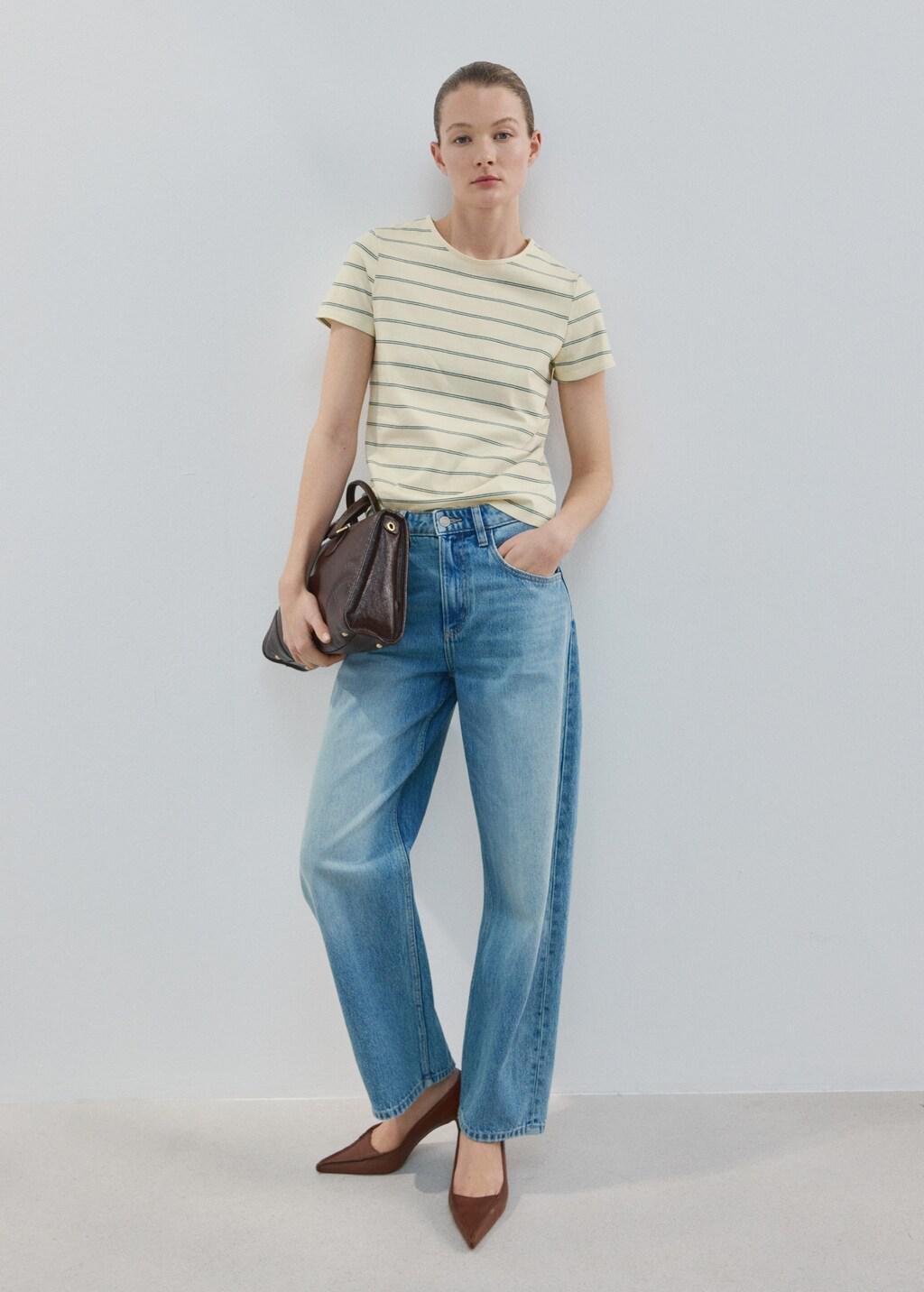 Yellow Striped Cotton T-Shirt, 0201_11, large image number 0