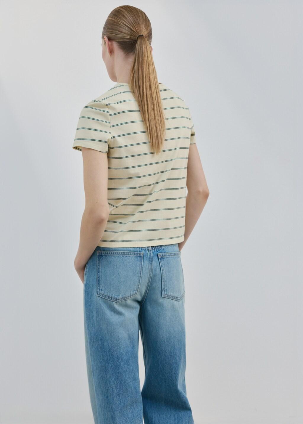 Yellow Striped Cotton T-Shirt, 0201_11, large image number 2