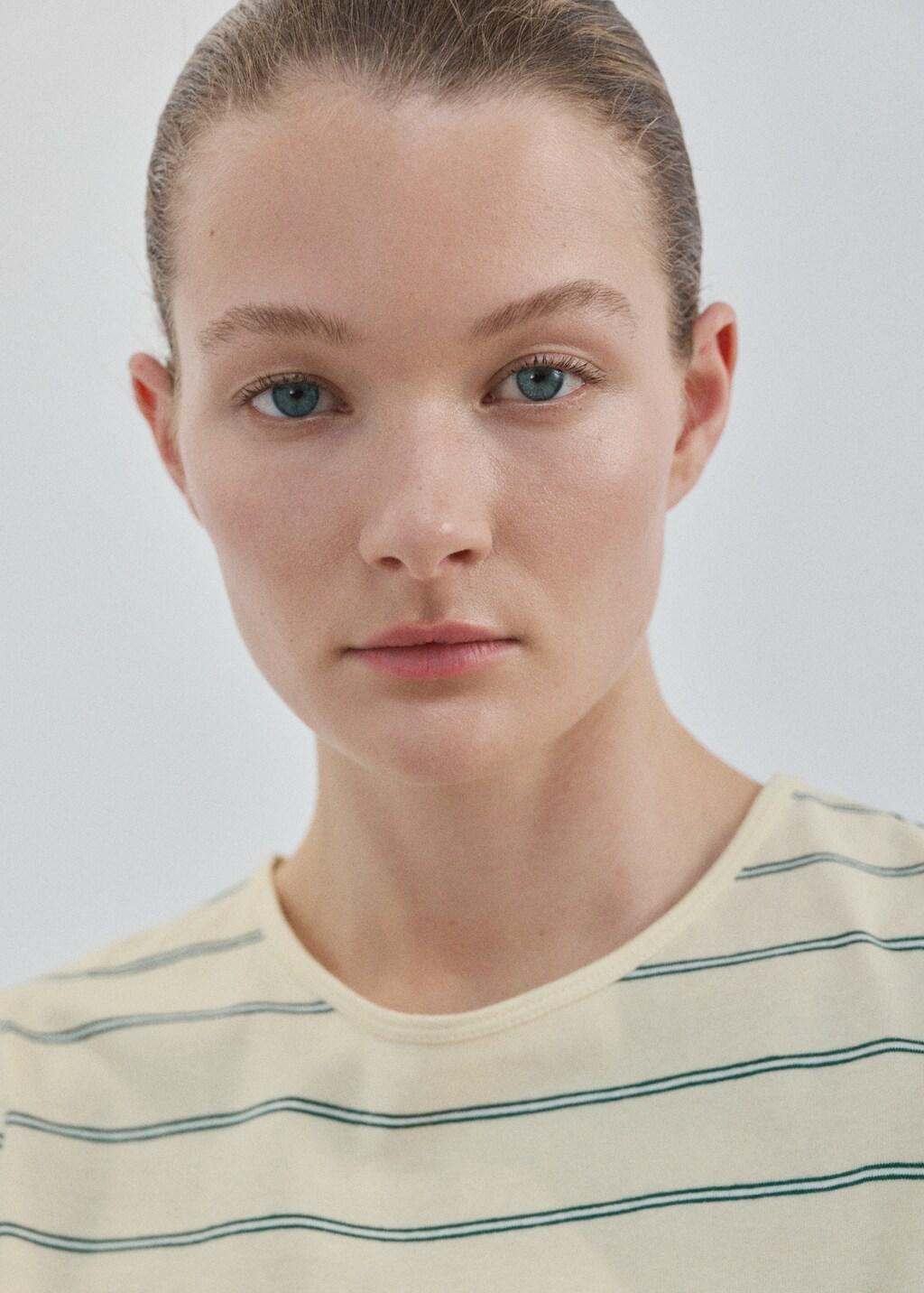 Yellow Striped Cotton T-Shirt, 0201_11, large image number 4