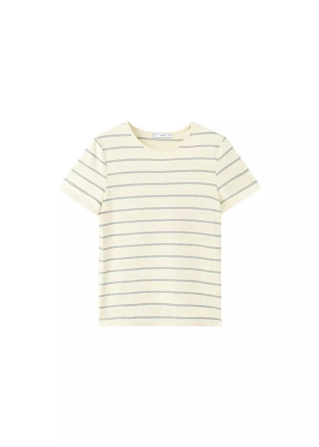 Yellow Striped Cotton T-Shirt, 0201_11, large image number 6