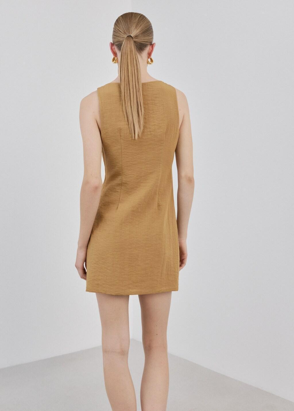 Brown Bow Short Dress, Medium Brown, large image number 2