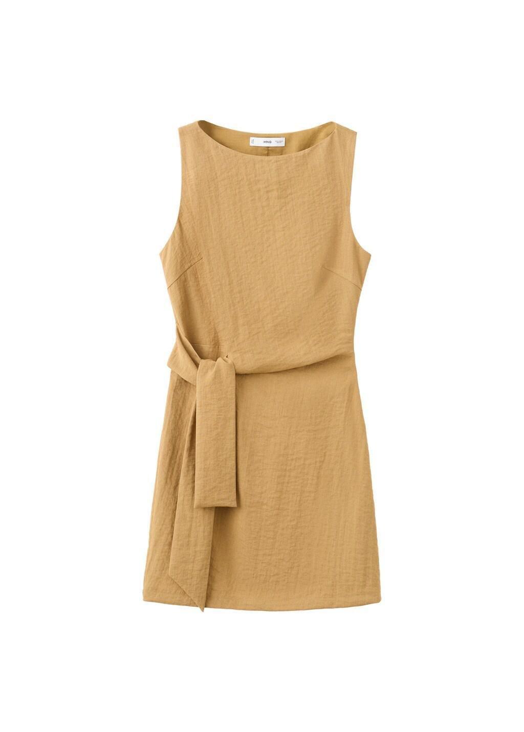 Brown Bow Short Dress, Medium Brown, large image number 7