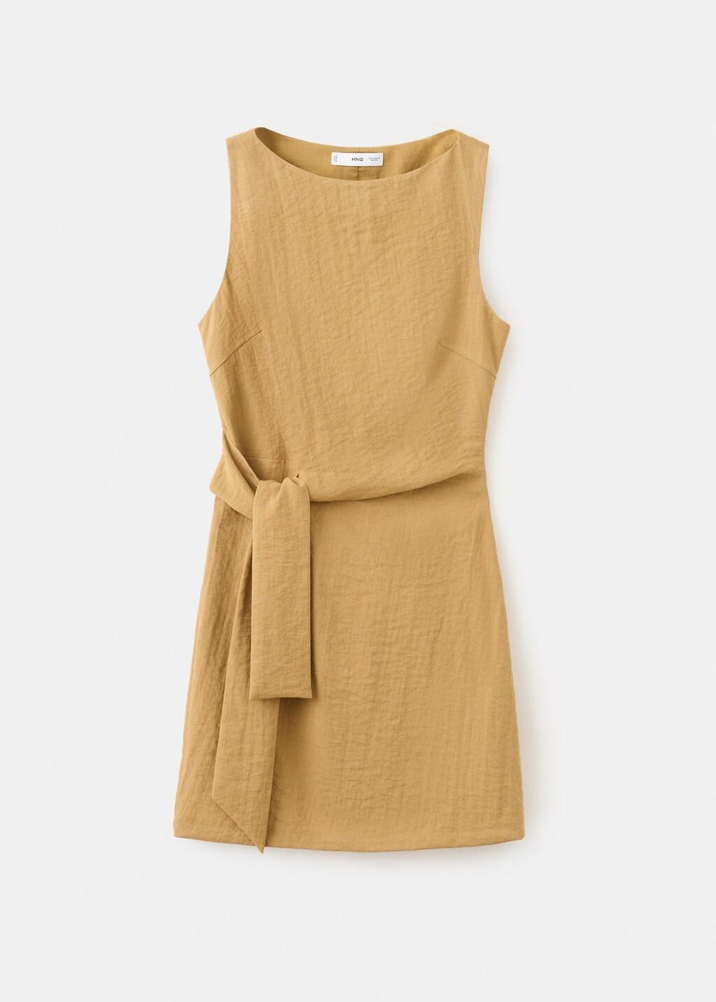 Brown Bow Short Dress, Medium Brown, large image number 8