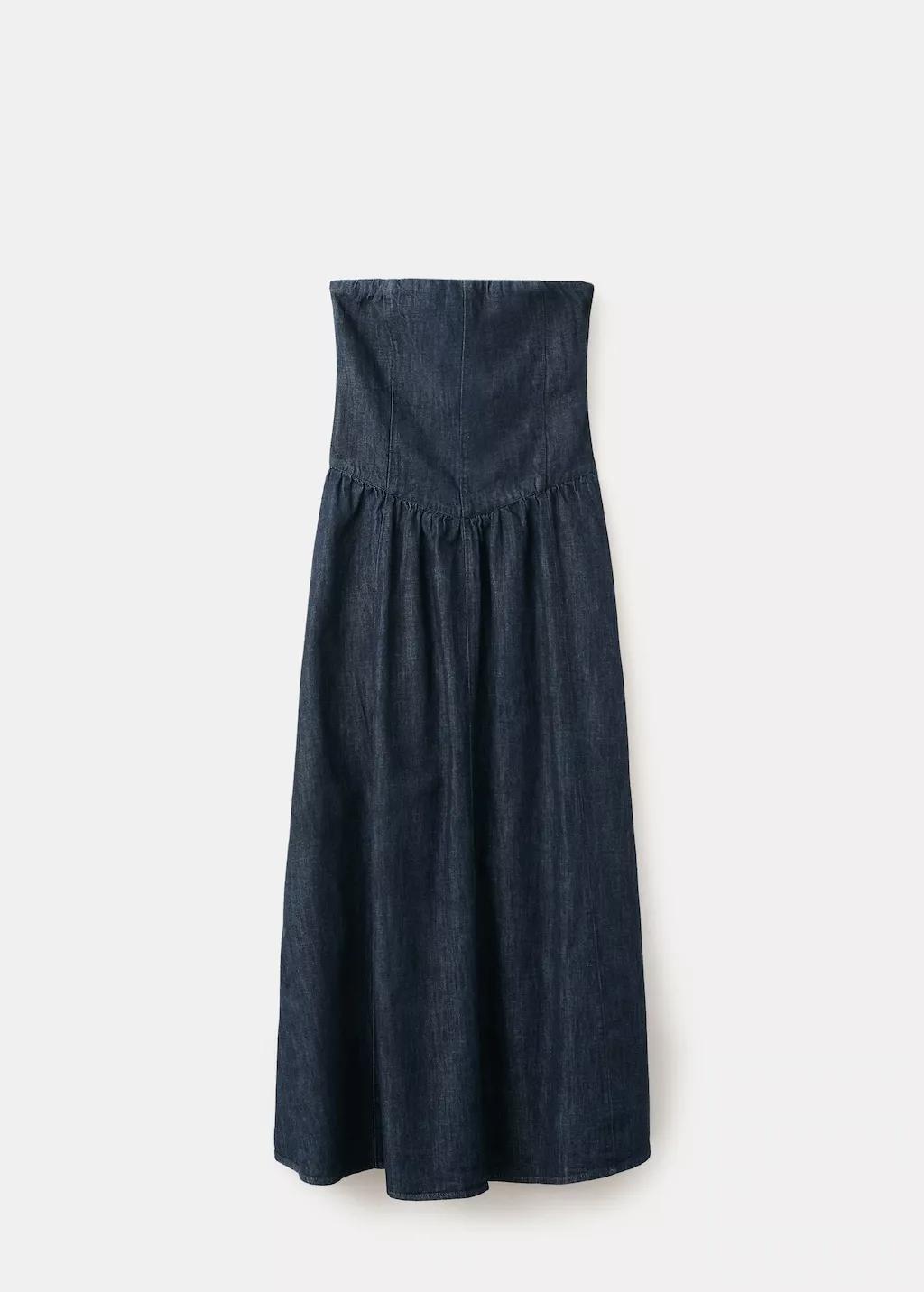 Blue Strapless Denim Dress, 0201_TS, large image number 7