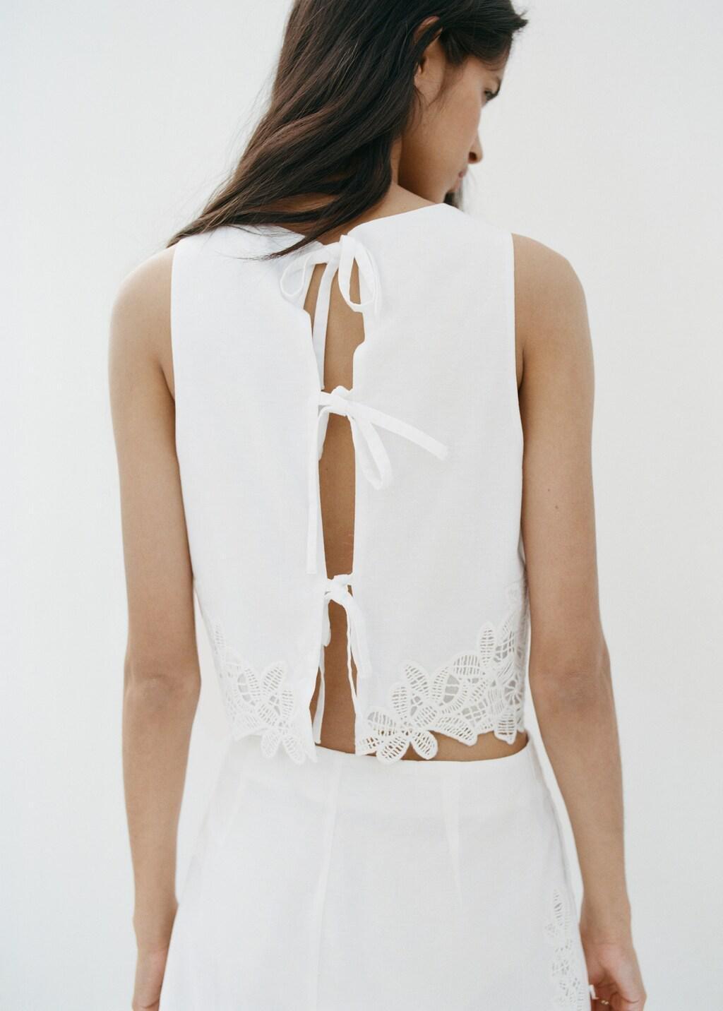 White Embroidered Broderie Anglaise Top, 0201_02, large image number 2