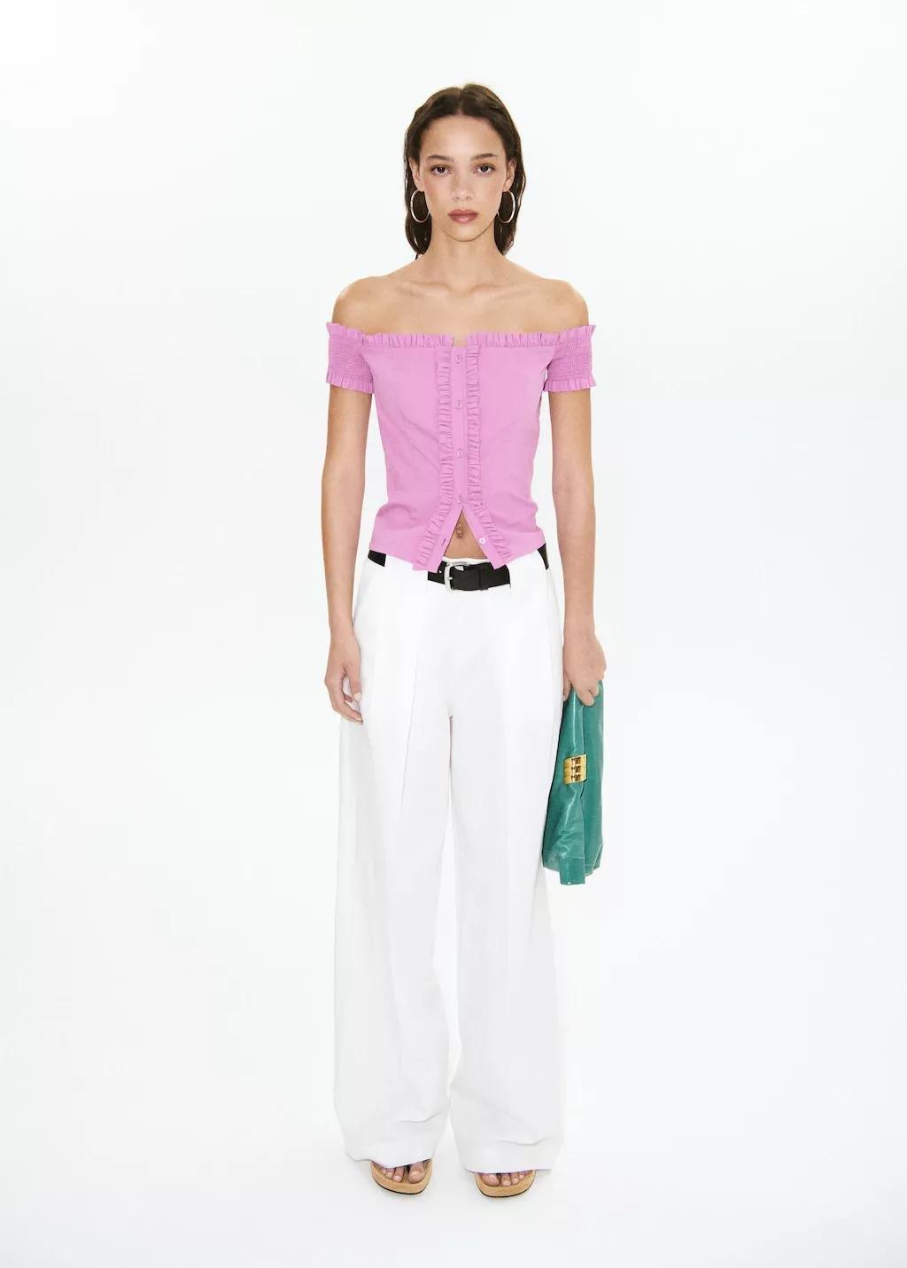 Pink Ruffle Detail Top, 0201_81, large image number 0