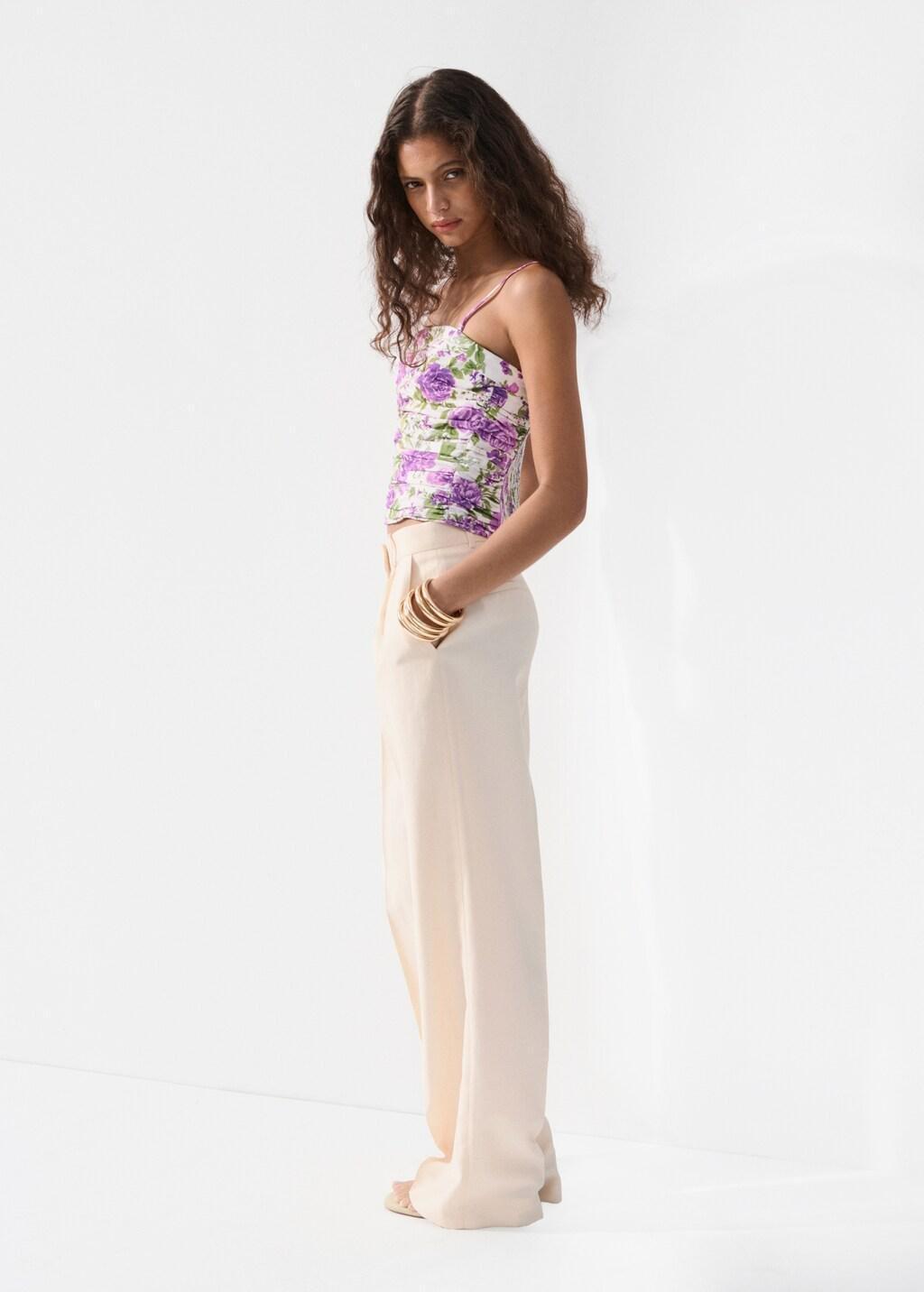 White Strapless Floral Top, 0201_02, medium