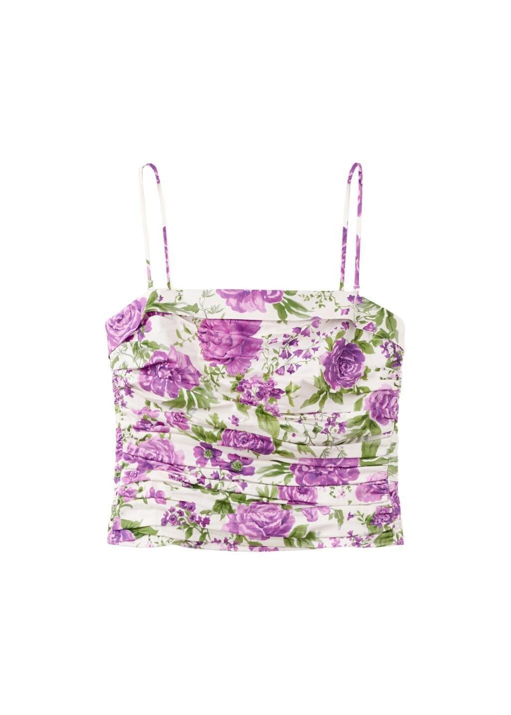 White Strapless Floral Top, 0201_02, large image number 5