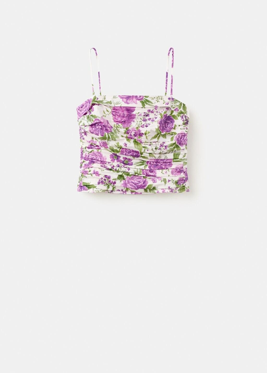 White Strapless Floral Top, 0201_02, large image number 6