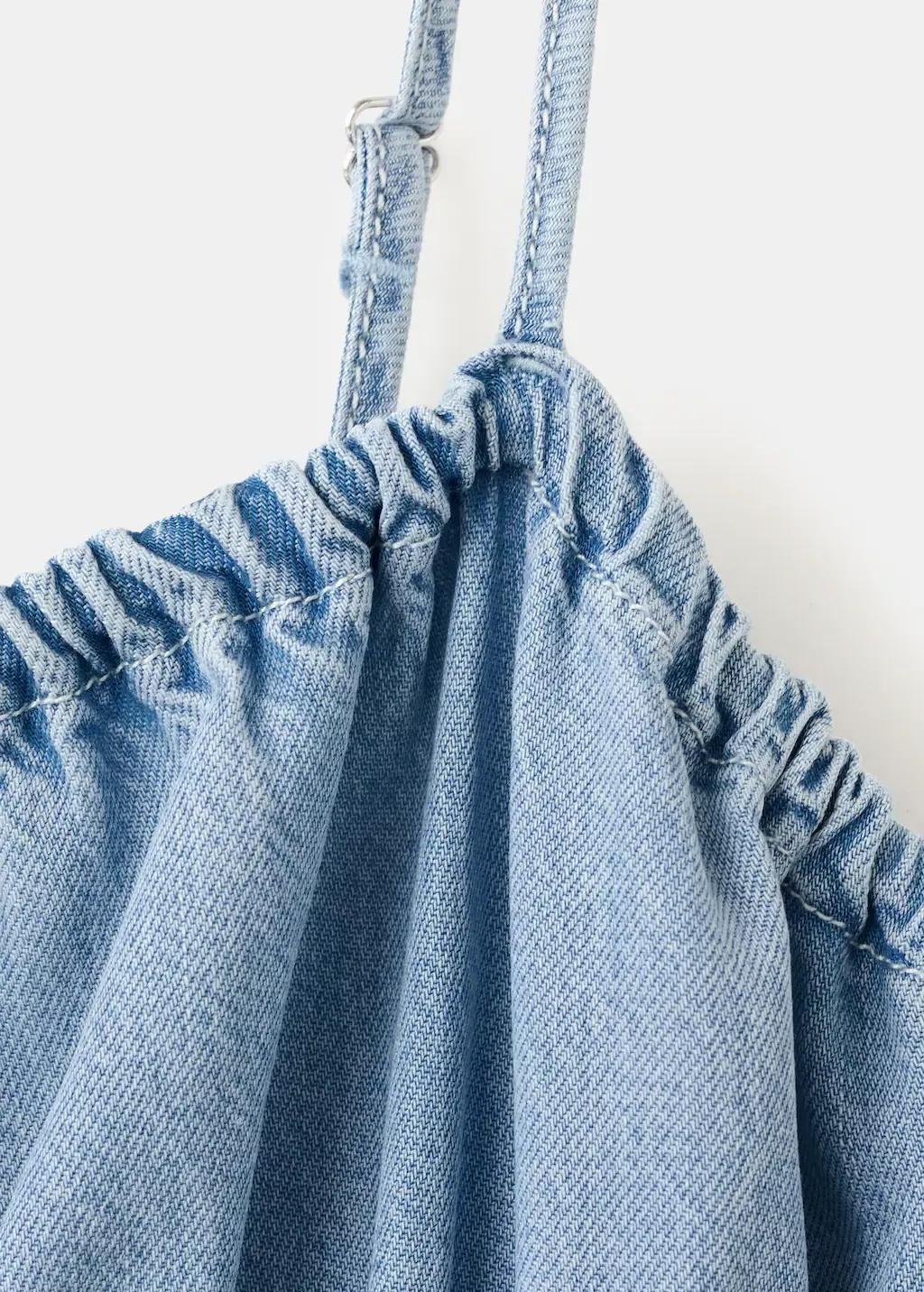 Blue Lyocell Ruched Denim Dress, 0201_TC, large image number 1