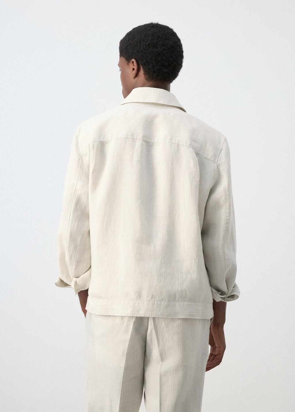 WHITE 100% linen striped blazer, Men, White, large image number 2