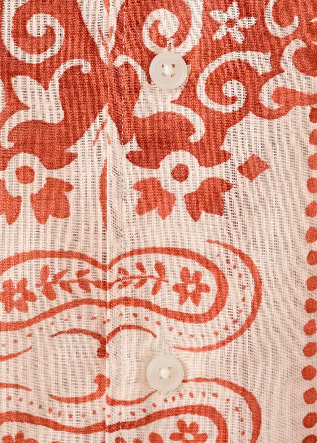 Orange Lt Pastel Printed Cotton Linen Shirt, Light-Pastel Orange, large image number 5