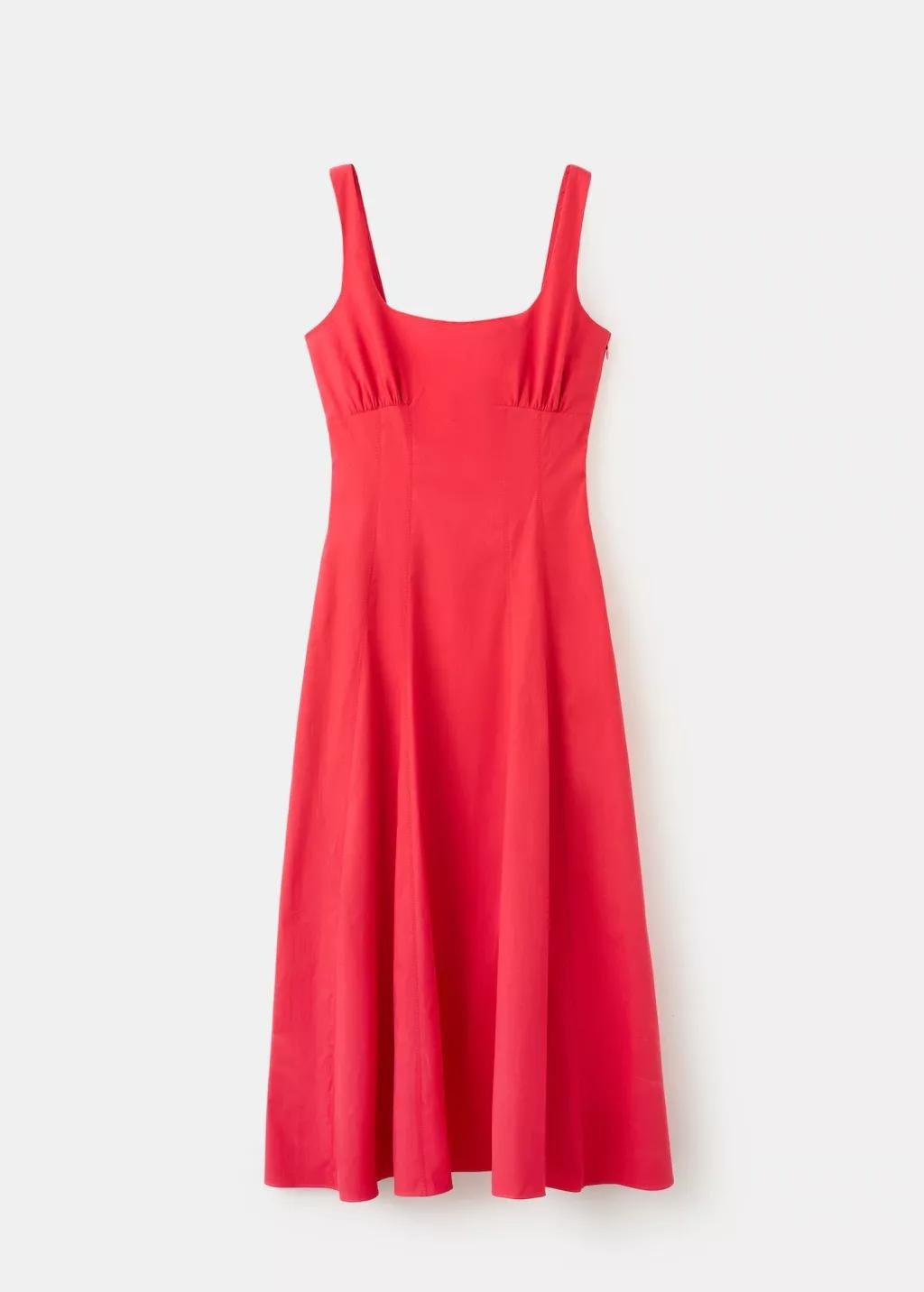 Red Long Flared Dress, 0201_70, large image number 1
