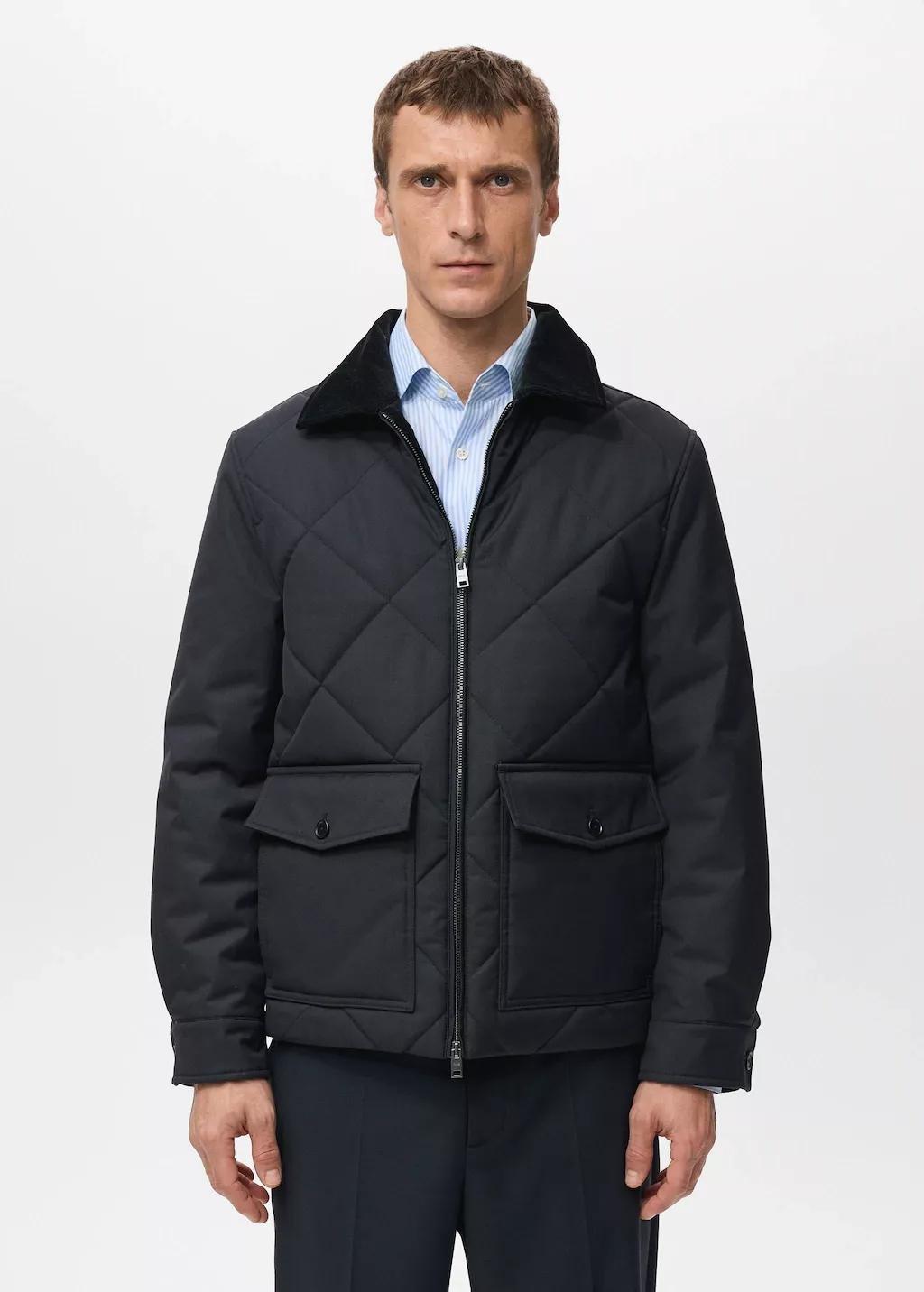 Blue Quilted Water-Repellent Jacket, Dark Blue, large image number 3